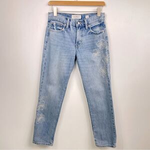 Lucky Brand | Sienna slim boyfriend floral embroidered blue jeans size 24
